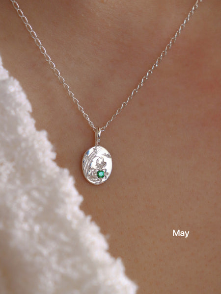 Birthflower & birthstone necklace