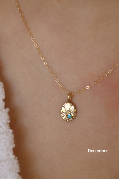 Birthflower & birthstone necklace