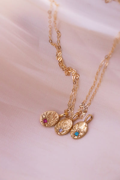 Birthflower & birthstone necklace