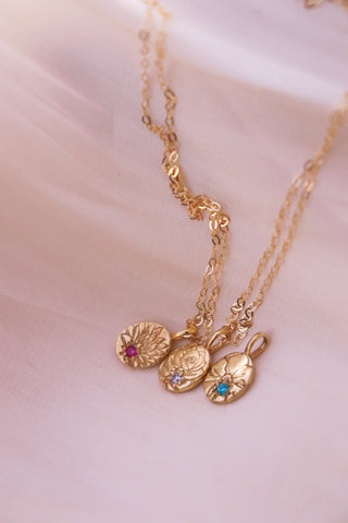 Birthflower & birthstone necklace