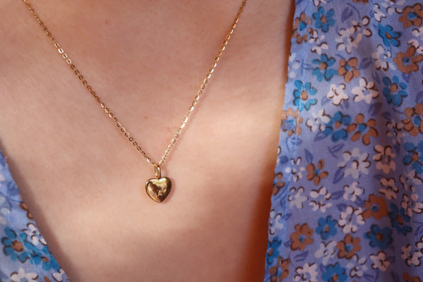 Solid heart initial necklace