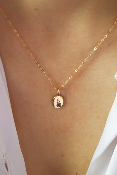 Birthstone initial necklace