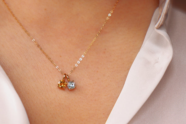 March Blue Topaz Birthstone necklace