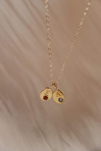 Birthstone initial necklace