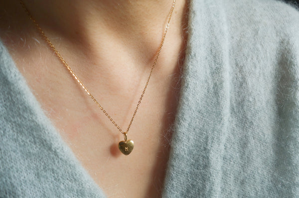 Solid heart initial necklace