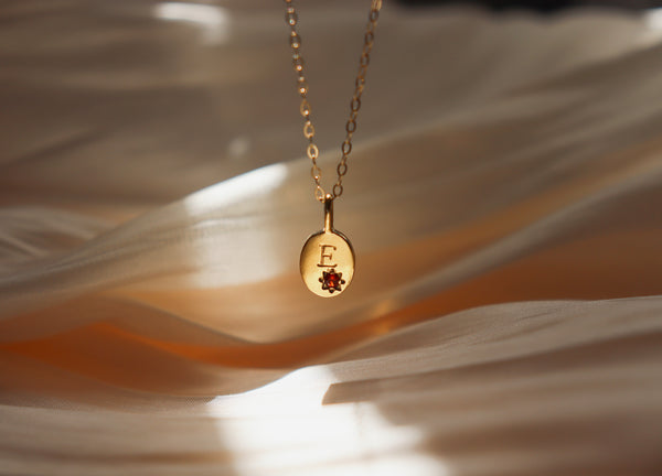 Birthstone initial necklace