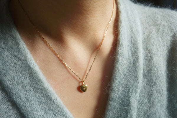 Solid heart initial necklace