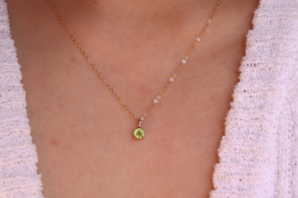 August Peridot Birthstone Necklace