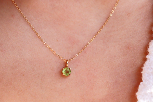 August Peridot Birthstone Necklace