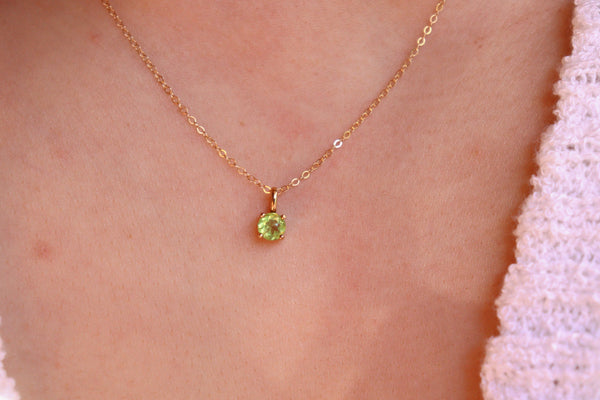 August Peridot Birthstone Necklace