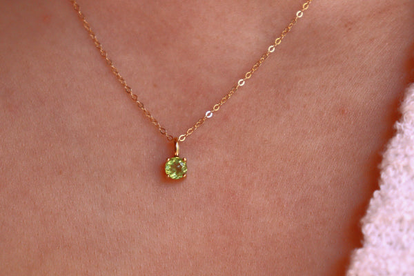 August Peridot Birthstone Necklace