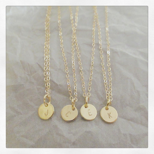 Small Initial Disc Necklace