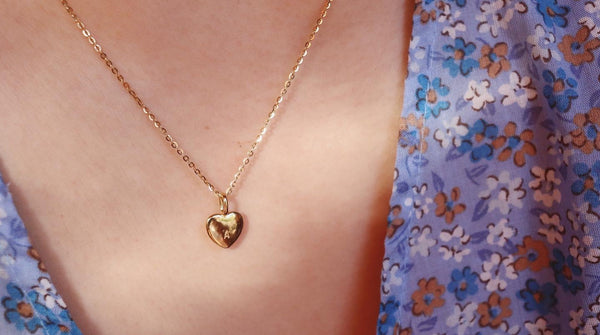 Solid heart initial necklace