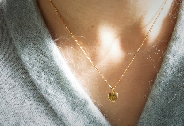 Solid heart initial necklace