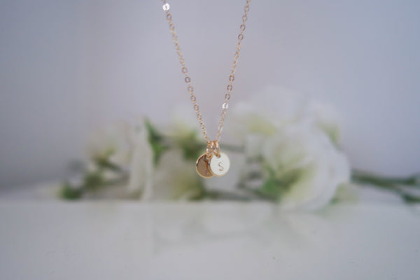 Small Initial Disc Necklace