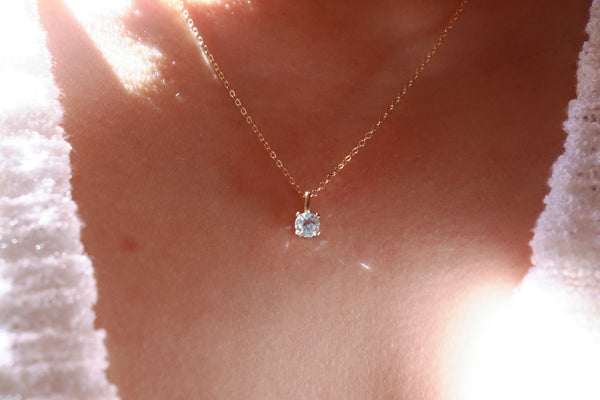 March Blue Topaz Birthstone necklace