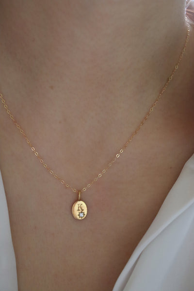 Birthstone initial necklace