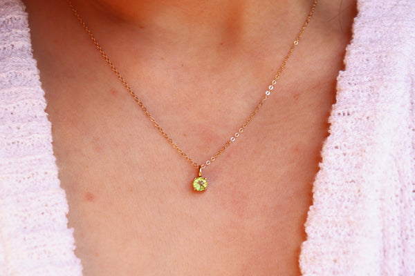 August Peridot Birthstone Necklace