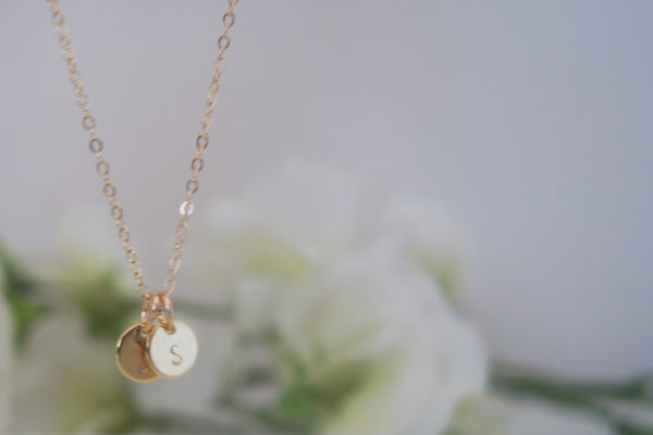 Small Initial Disc Necklace