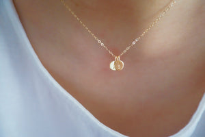 Small Initial Disc Necklace