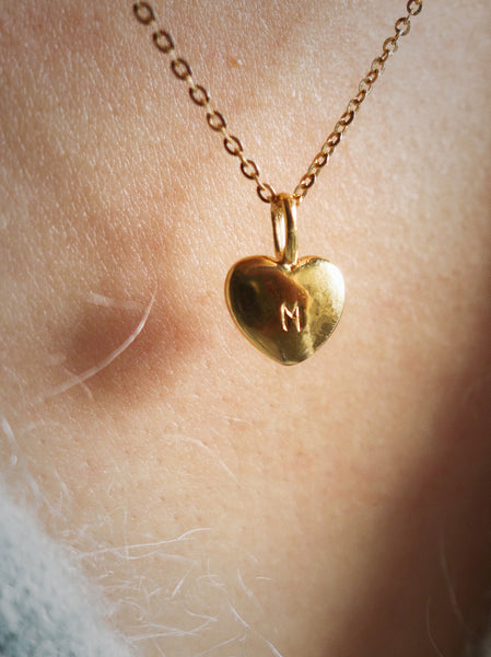 Solid heart initial necklace